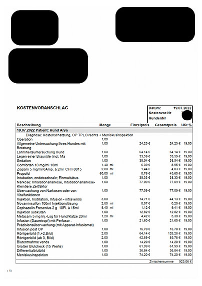 3 Versicherungen Gebührenordnung für Tierärzte (GOT)